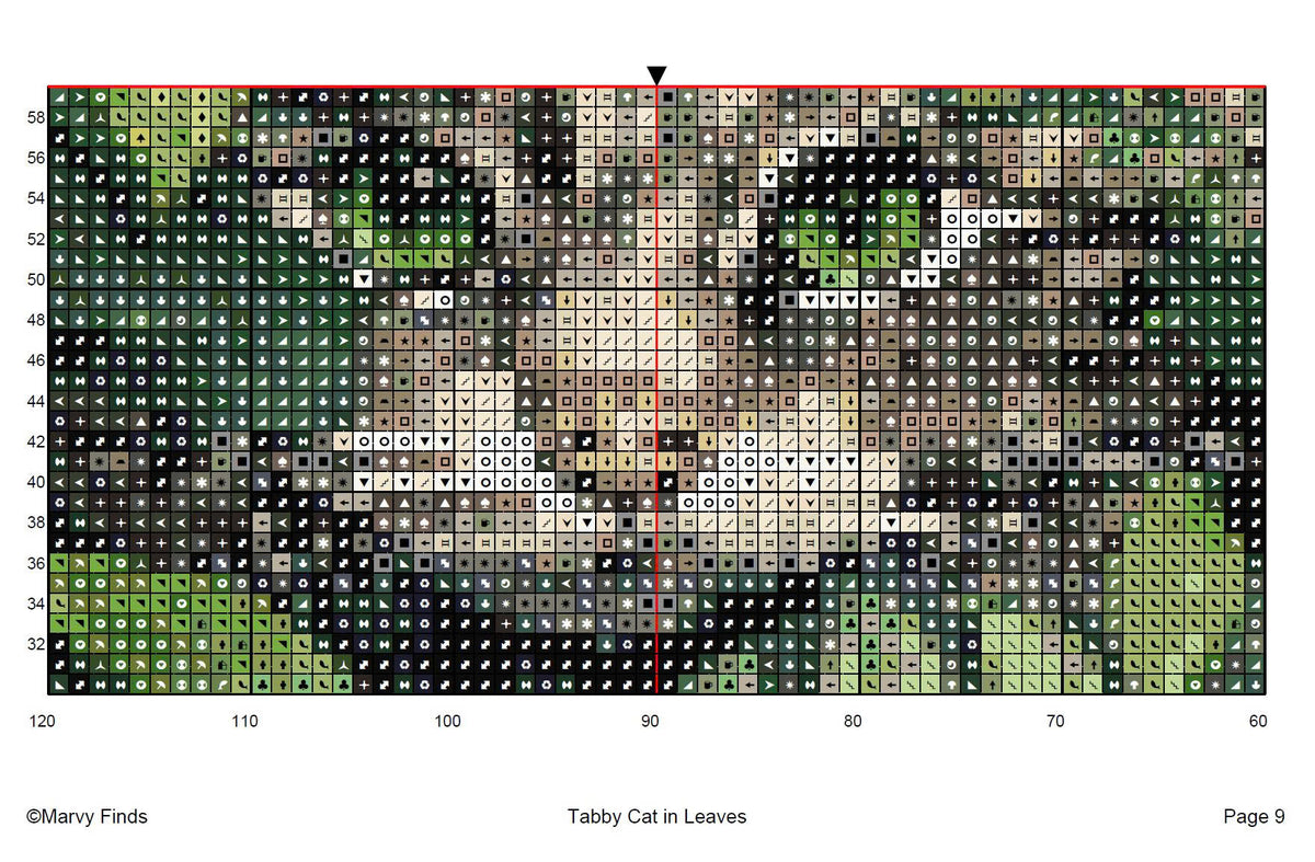 Tabby Cat in Leaves - Realistic Watercolor Cross Stitch Pattern (Digital PDF)