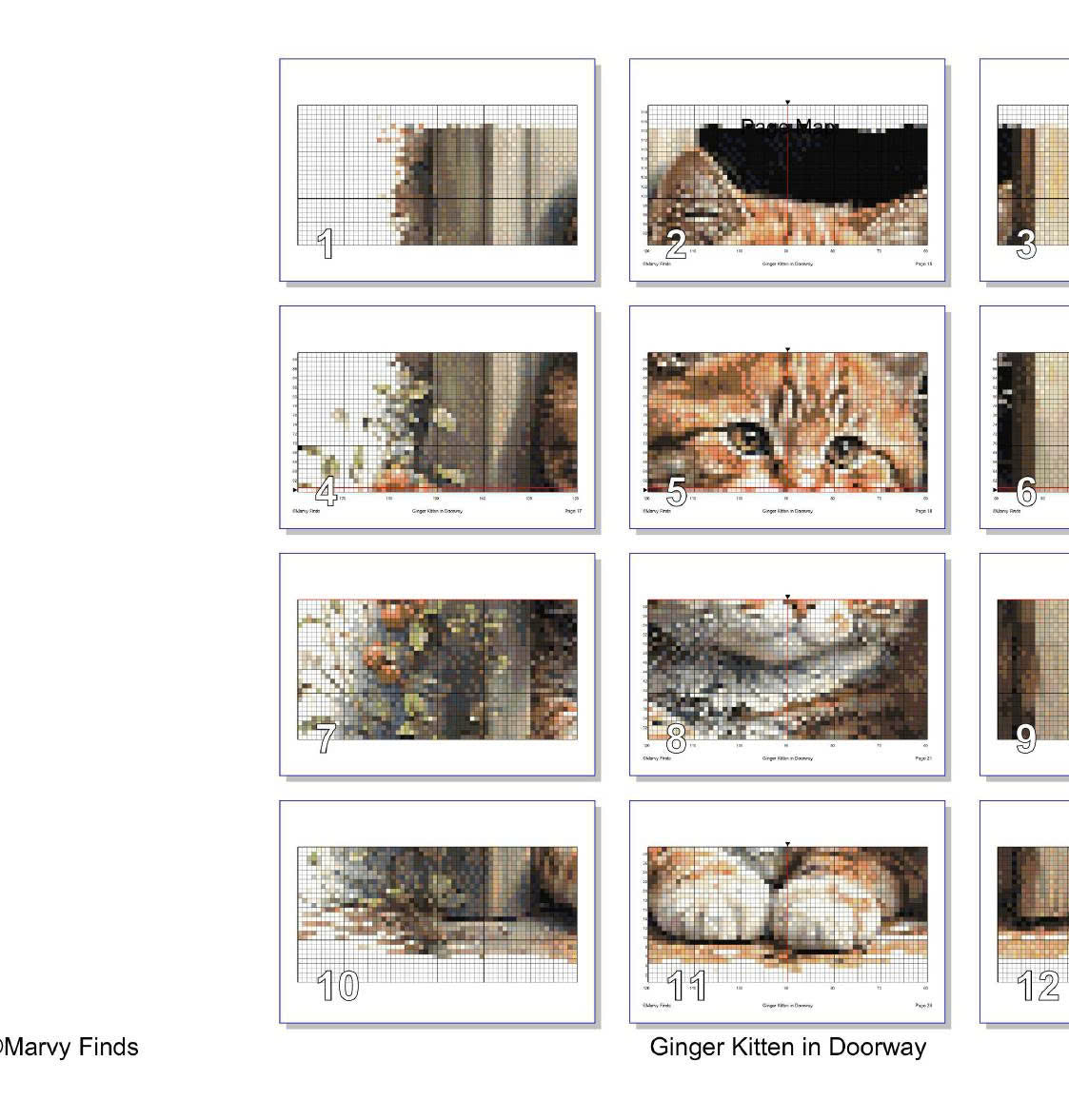 Ginger Kitten in Doorway - Realistic Watercolor Cross Stitch Pattern (Digital PDF)