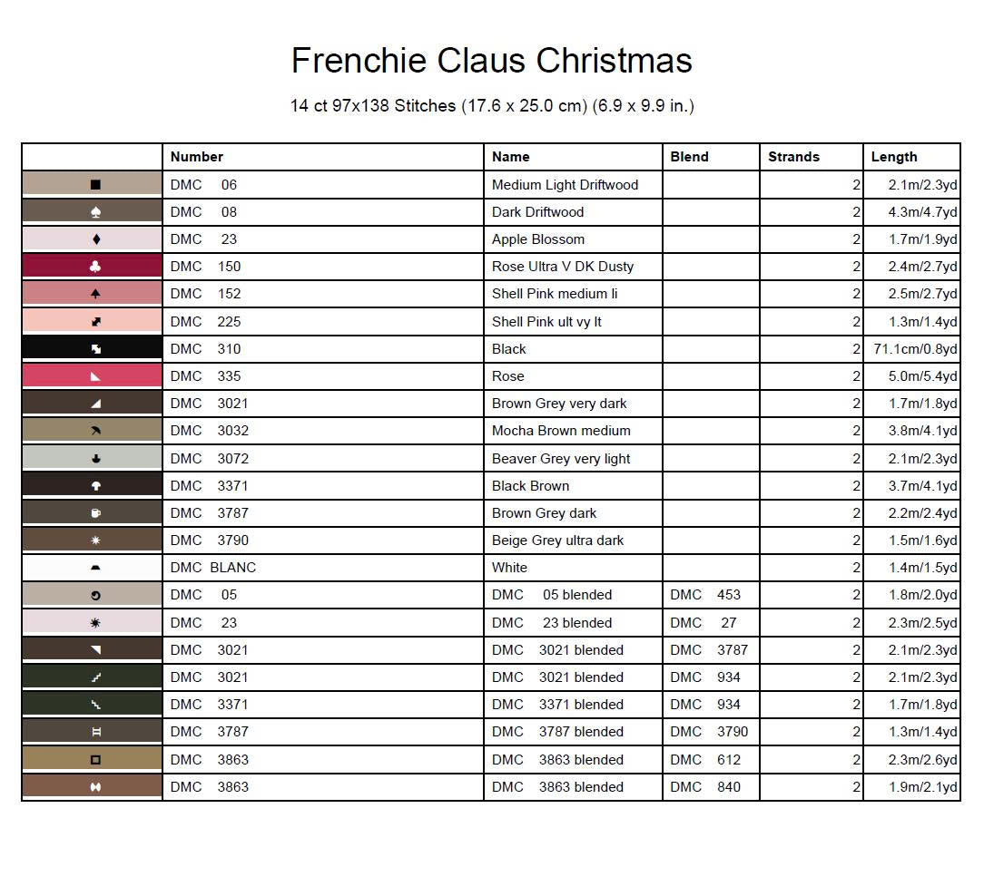 Frenchie Claus Christmas Cross Stitch Pattern | Funny French Bulldog Holiday Embroidery | Instant PDF Download