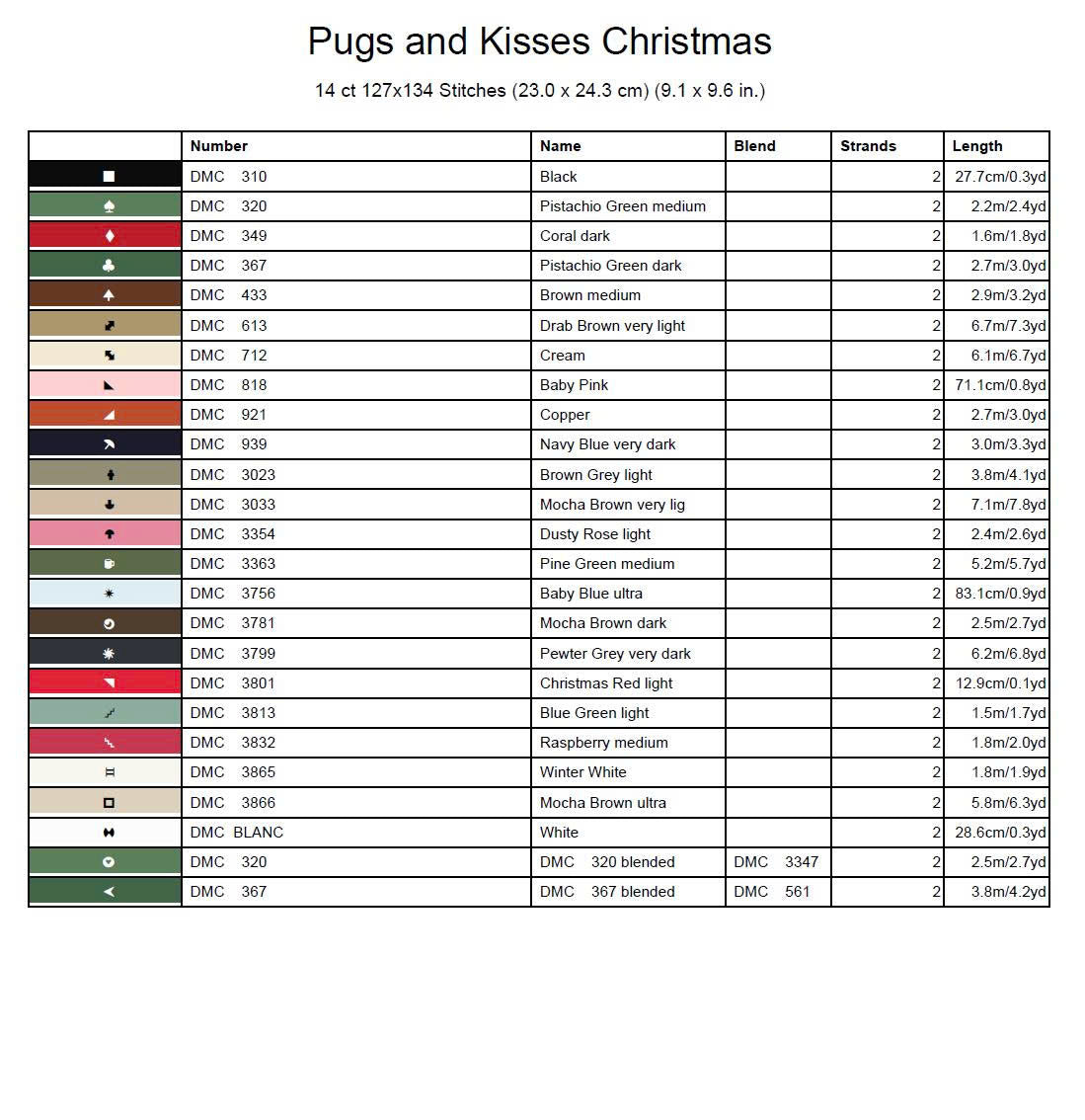 Pugs and Kisses Christmas Cross Stitch Pattern | Funny Pug Duo Holiday Embroidery | Instant PDF Download