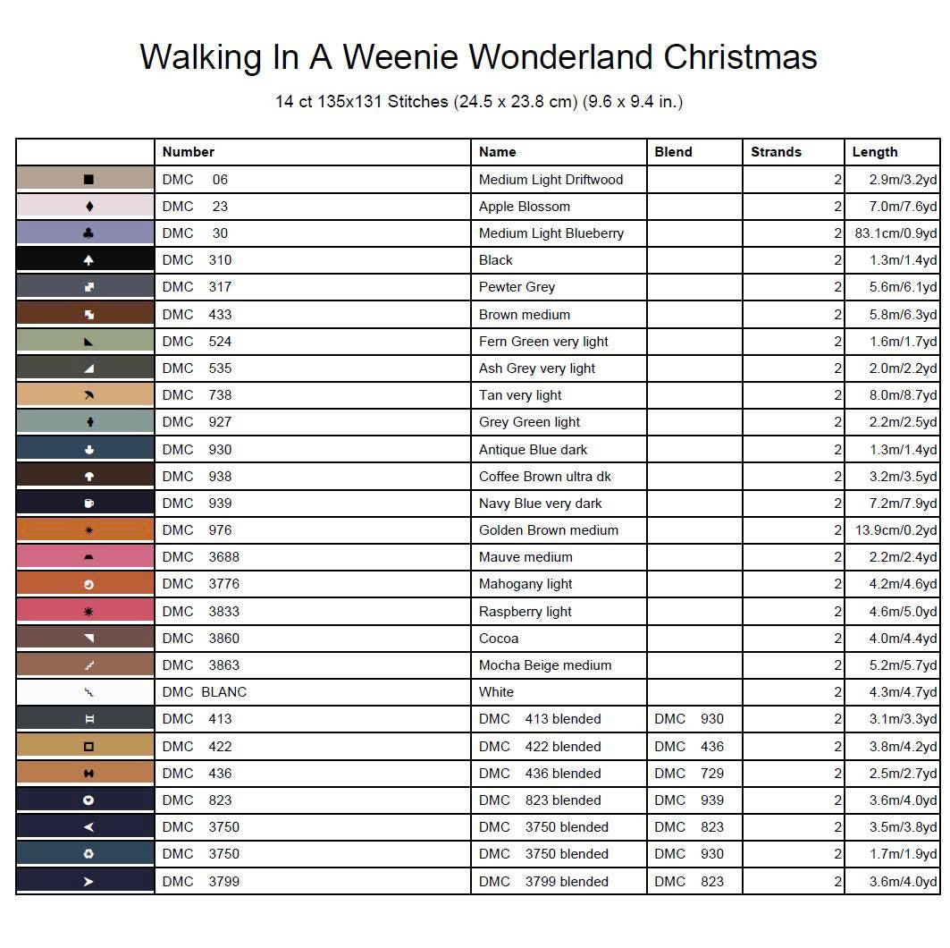 Walking In A Weenie Wonderland Christmas Cross Stitch Pattern | Dachshund Squad Holiday Embroidery | Instant PDF Download
