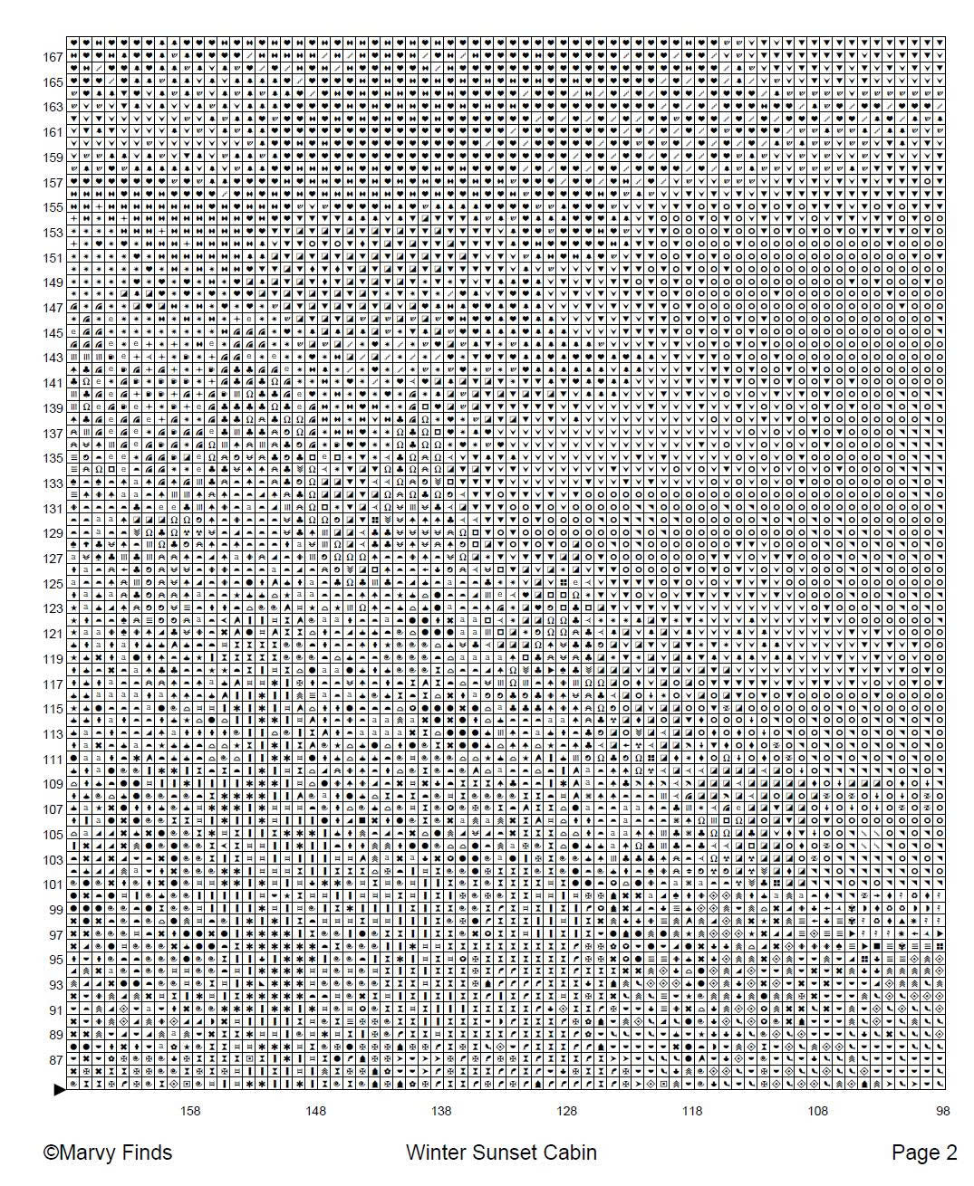 Winter Sunset Cabin Cross Stitch Pattern | Vibrant Orange Sky Landscape | Instant PDF Download