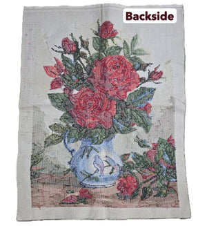 Romantic Red Roses in Chinoiserie Vase Cross Stitch - Ready-Made Finished Piece