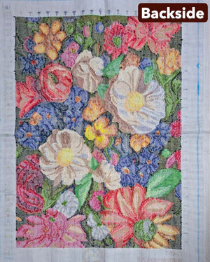 Finished Cross Stitch Wall Art - Vibrant Floral Bouquet