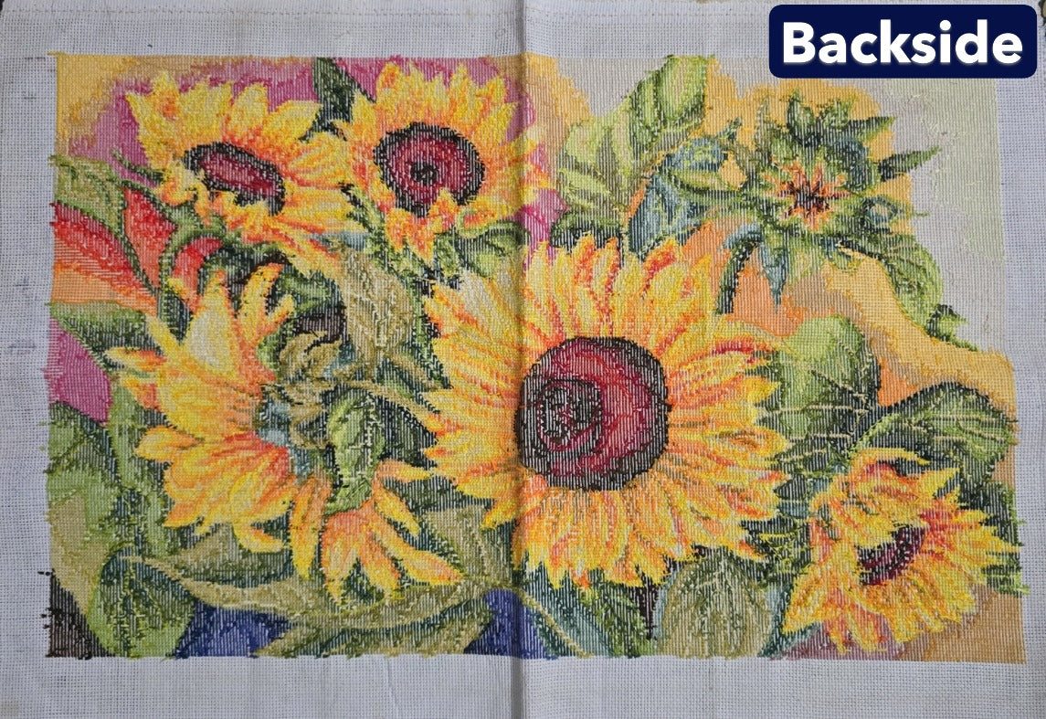 Finished Cross Stitch Wall Art - Sunlit Sunflowers Tapestry