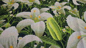 Finished Cross Stitch Wall Art - White Lily Garden Landscape