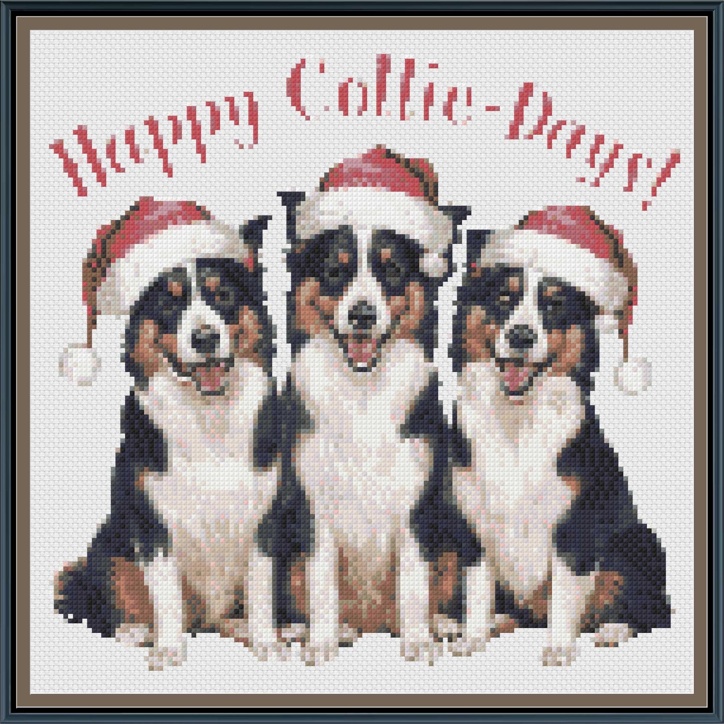 Herding Dogs Holiday Cross Stitch Pattern | 3 Collies in Santa Hats (Pattern Keeper PDF)