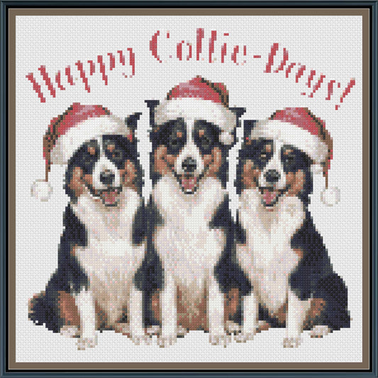 Herding Dogs Holiday Cross Stitch Pattern | 3 Collies in Santa Hats (Pattern Keeper PDF)
