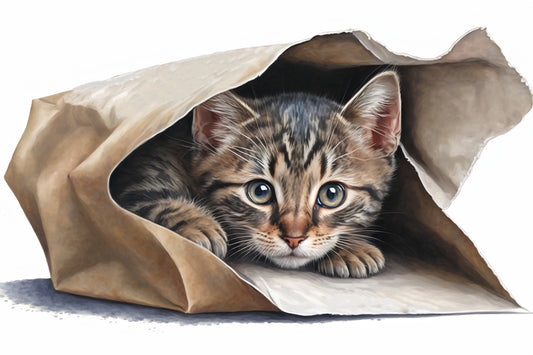 Brown Tabby Cat in Paper Bag - Realistic Cross Stitch Pattern (Digital PDF)
