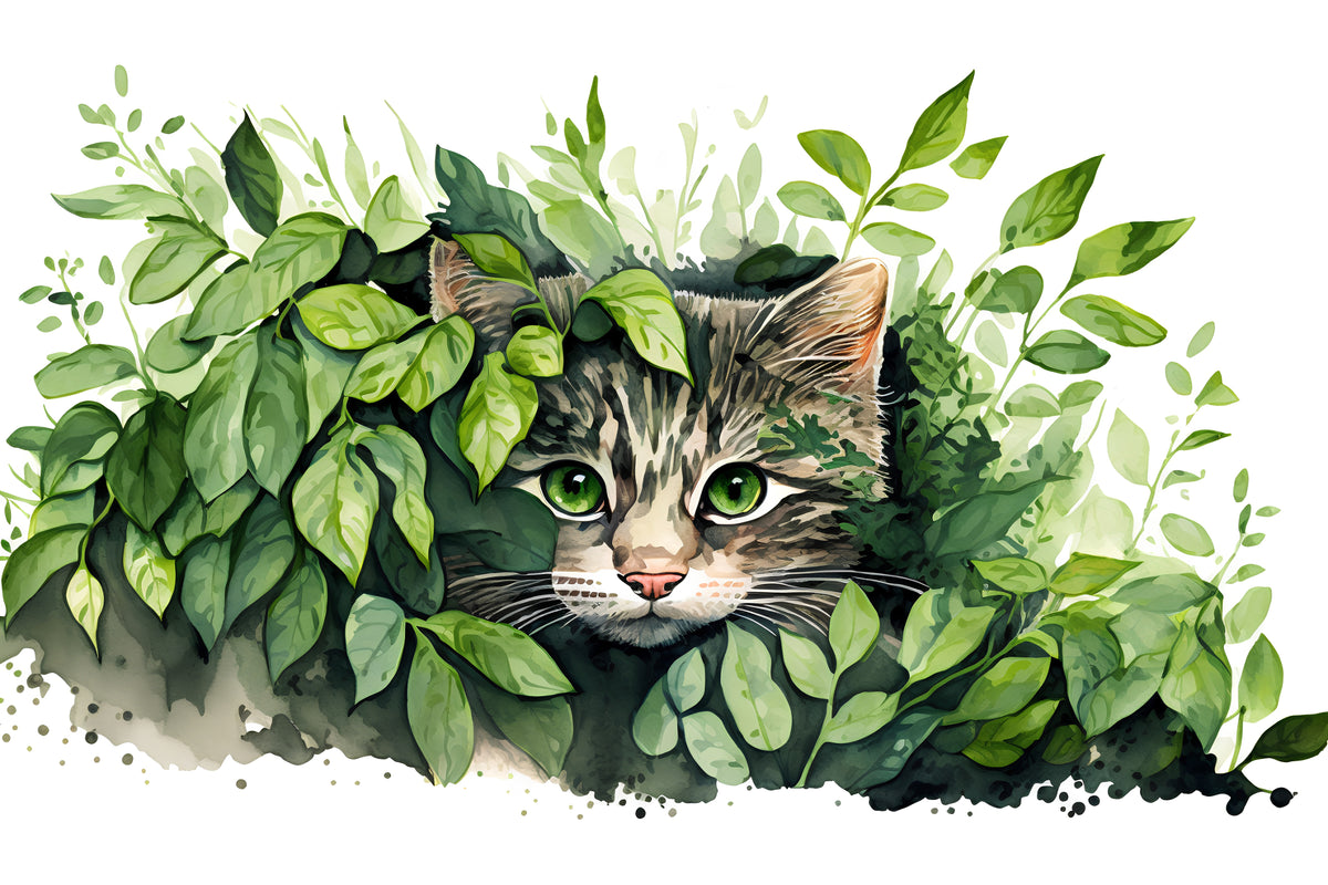 Tabby Cat in Leaves - Realistic Watercolor Cross Stitch Pattern (Digital PDF)