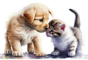 Watercolor Puppy and Kitten - Realistic Cross Stitch Pattern (Digital PDF)