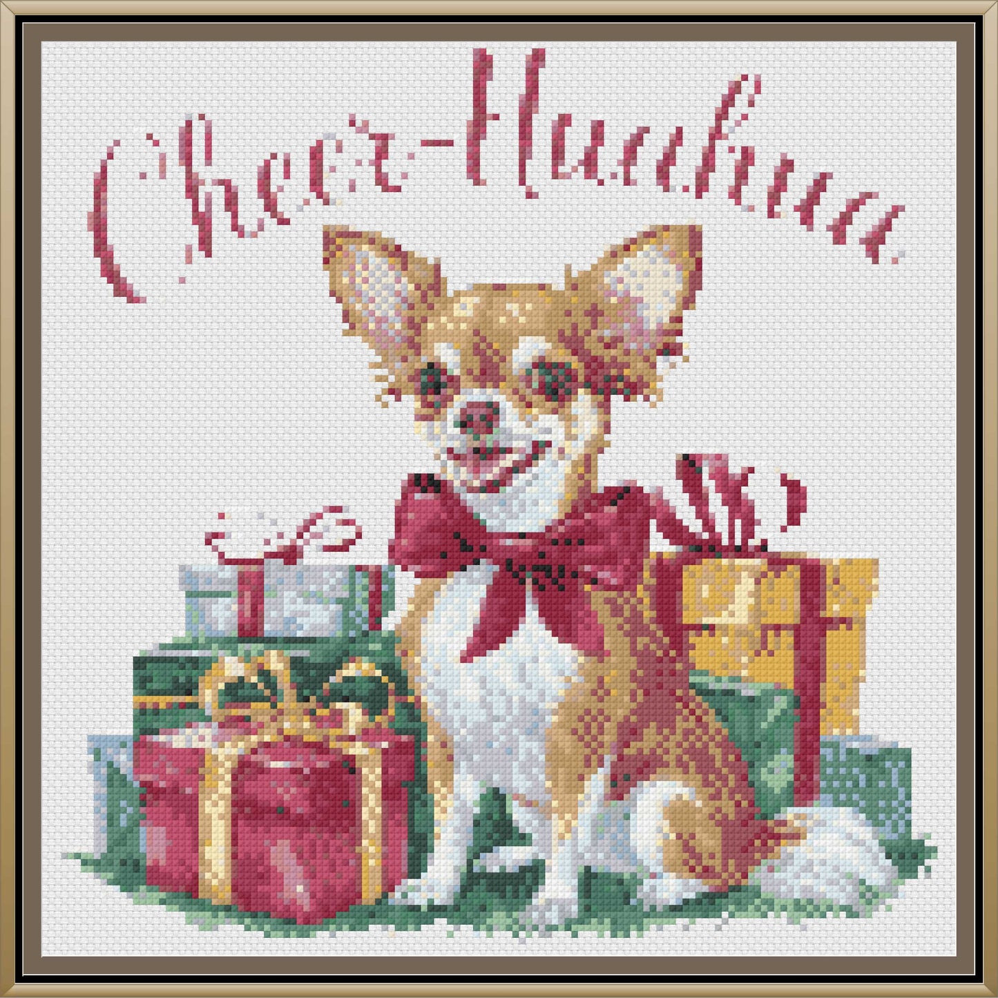 Cheer-Huahua Christmas Cross Stitch Pattern | Funny Chihuahua Dog Holiday Embroidery | Instant PDF Download