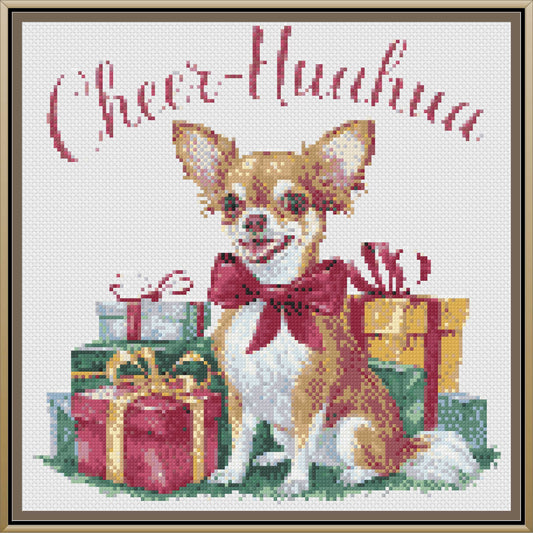 Cheer-Huahua Christmas Cross Stitch Pattern | Funny Chihuahua Dog Holiday Embroidery | Instant PDF Download