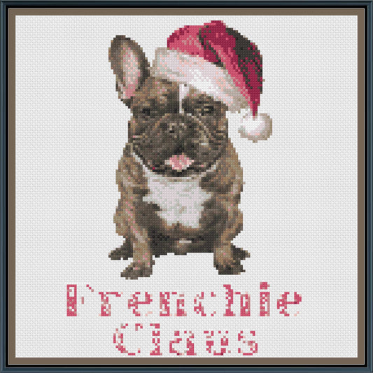 Frenchie Claus Christmas Cross Stitch Pattern | Funny French Bulldog Holiday Embroidery | Instant PDF Download