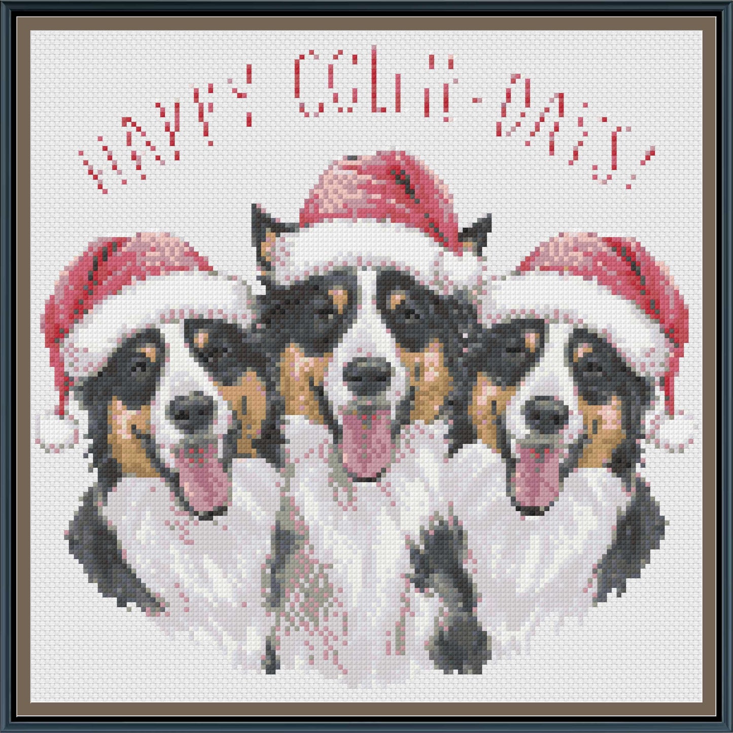 Happy Collie-Days Christmas Cross Stitch Pattern | Funny Border Collie & Shepherd Dog Holiday Embroidery | Instant PDF Download