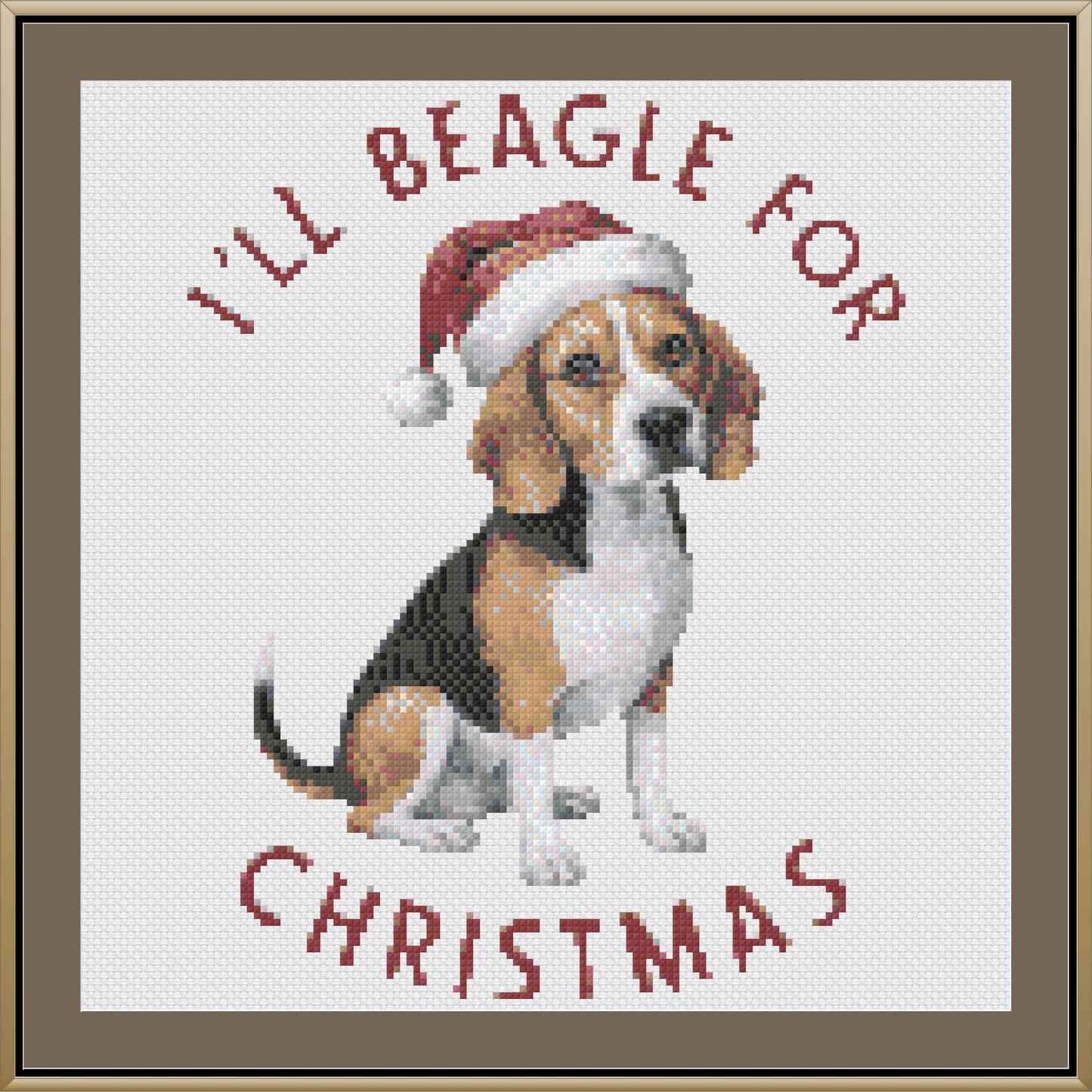 I'll Beagle For Christmas Cross Stitch Pattern | Funny Dog Holiday Embroidery | Instant Digital PDF Download