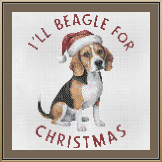 I'll Beagle For Christmas Cross Stitch Pattern | Funny Dog Holiday Embroidery | Instant Digital PDF Download