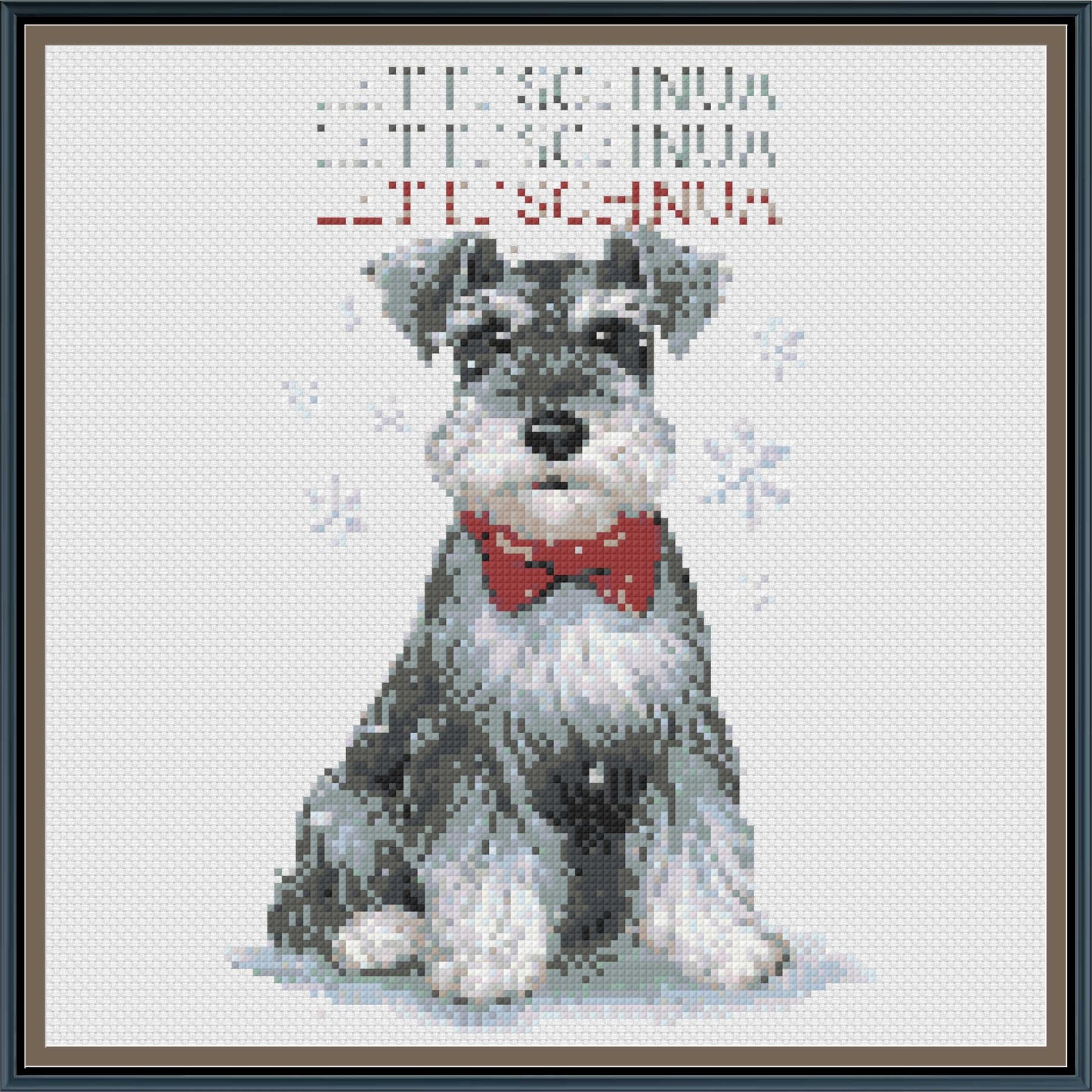 Let It Schnua Christmas Cross Stitch Pattern | Funny Schnauzer Dog Holiday Embroidery | Instant PDF Download