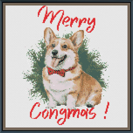 Merry Corgmas Christmas Cross Stitch Pattern | Funny Corgi Dog Holiday Embroidery | Instant PDF Download