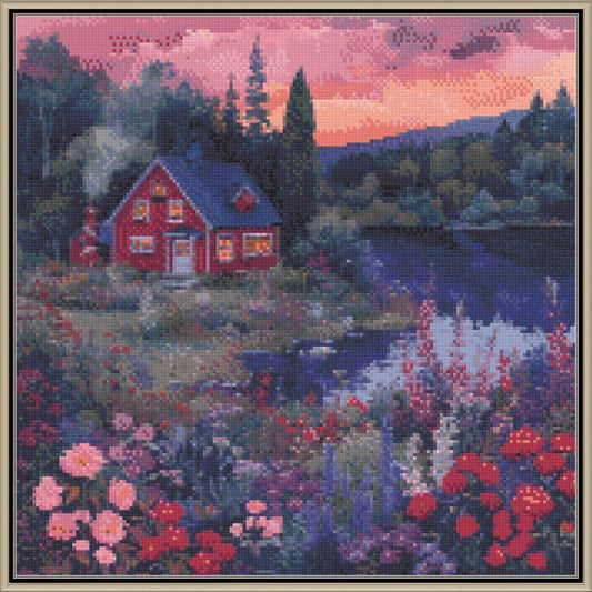 Serene Spring Cottage & Wildflowers Cross Stitch Pattern | PDF Download
