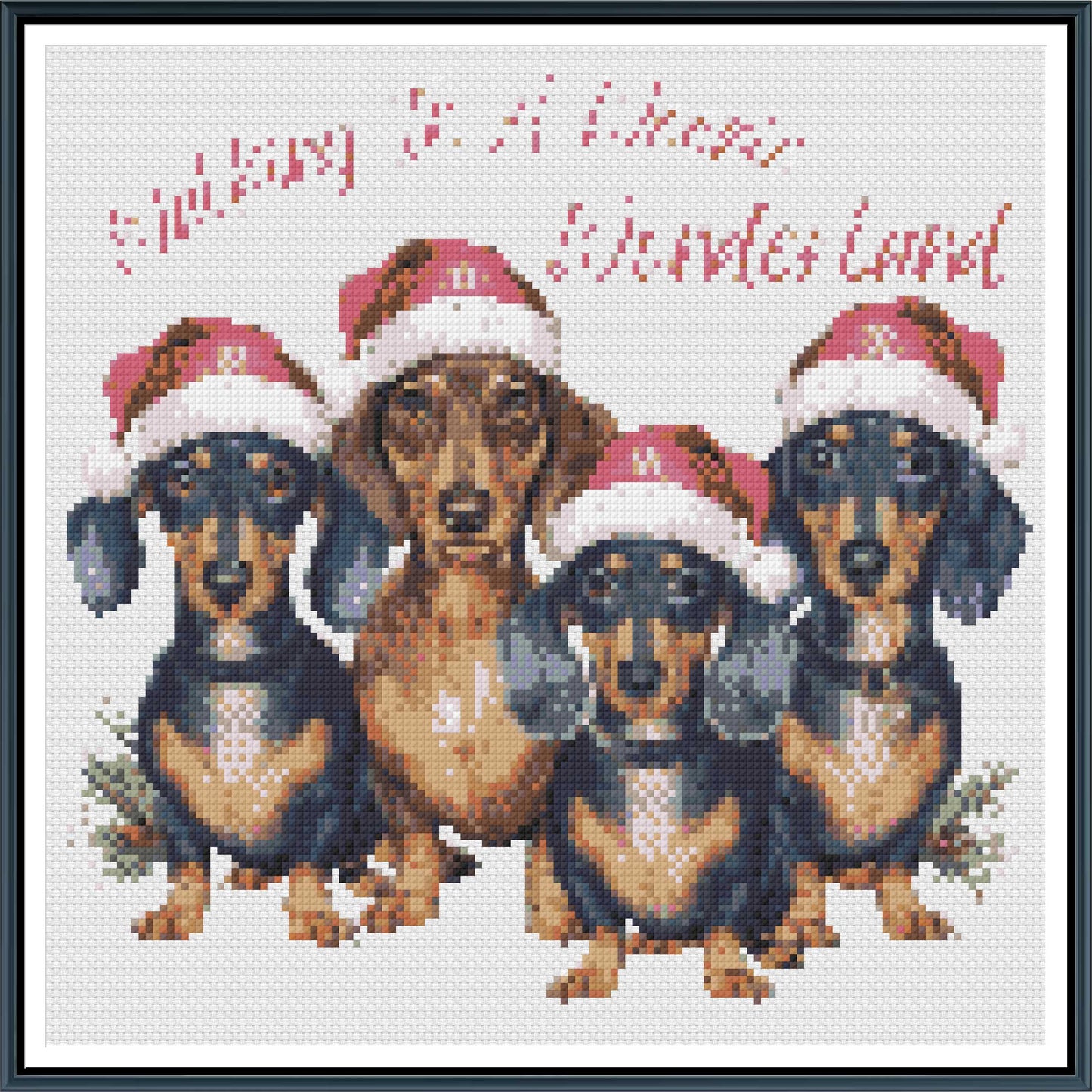 Walking In A Weenie Wonderland Christmas Cross Stitch Pattern | Dachshund Squad Holiday Embroidery | Instant PDF Download