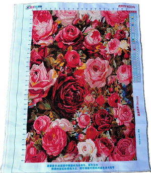 Finished Cross Stitch Wall Art - Romantic Rose Garden Tapestry