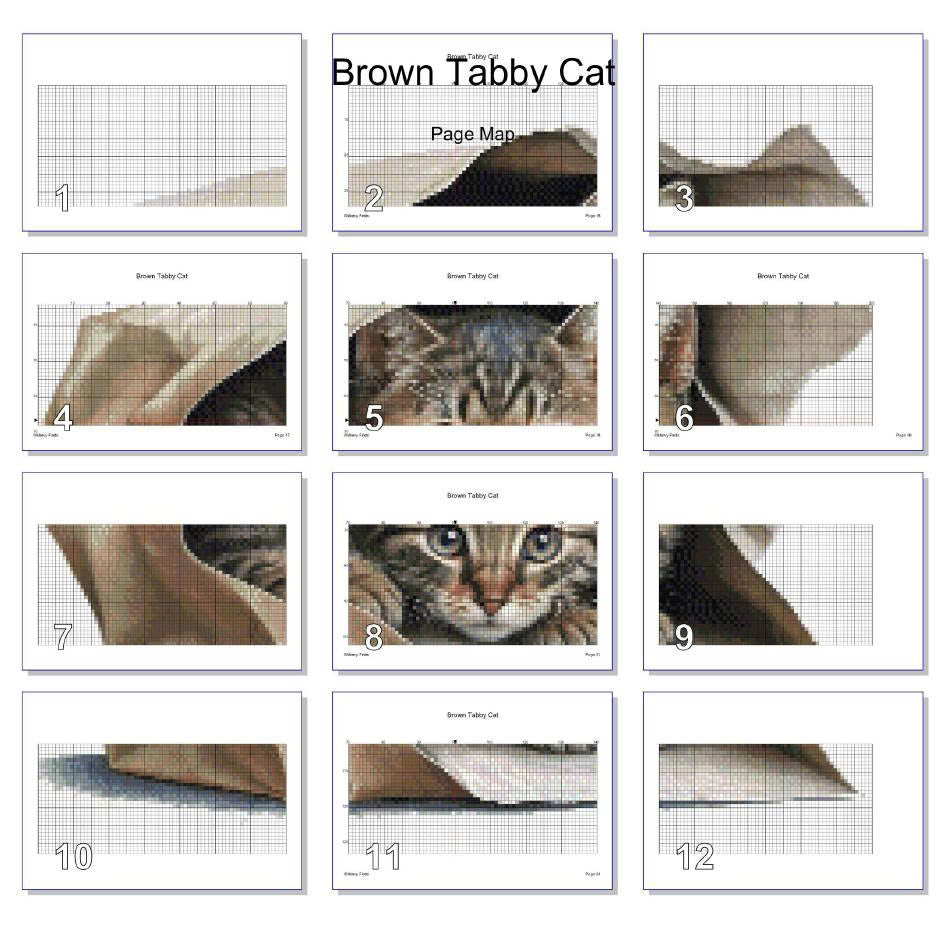 Brown Tabby Cat in Paper Bag - Realistic Cross Stitch Pattern (Digital PDF)