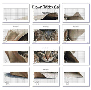 Tabby Kitten in Paper Bag Cross Stitch Pattern - Cute Cat Portrait PDF - High Detail Animal Needlepoint Chart - Pattern Keeper