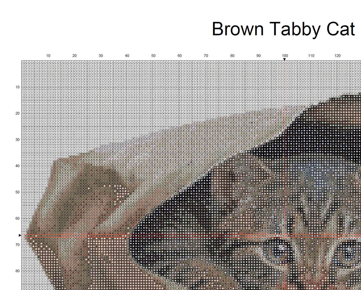 Brown Tabby Cat in Paper Bag - Realistic Cross Stitch Pattern (Digital PDF)