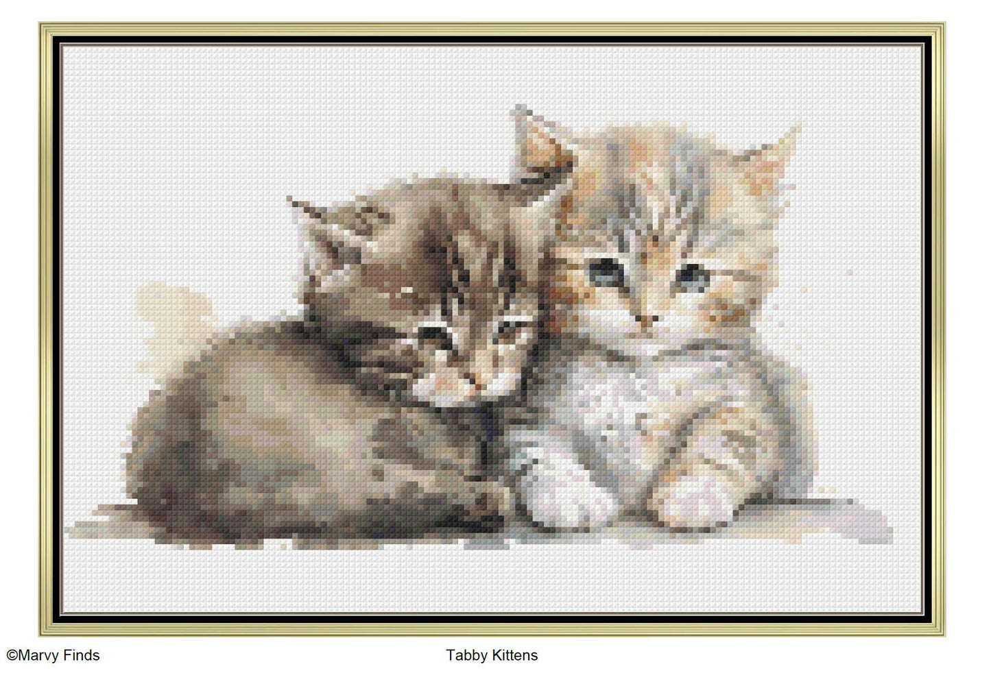 Tabby Kittens - Realistic Watercolor Cross Stitch Pattern (Digital PDF)