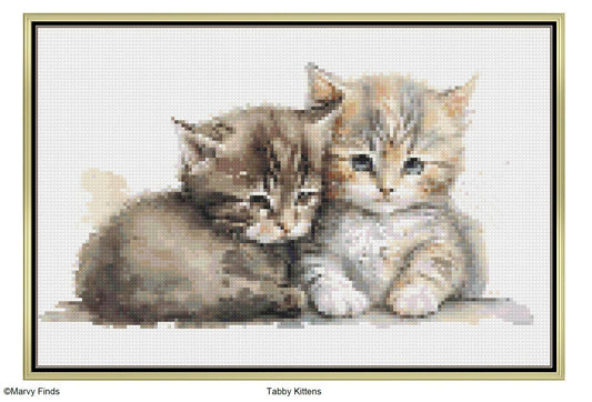 Tabby Kittens - Realistic Watercolor Cross Stitch Pattern (Digital PDF)
