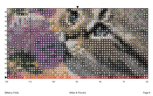 Kitten & Flowers - Realistic Watercolor Cross Stitch Pattern (Digital PDF)