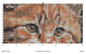 Ginger Kitten in Doorway - Realistic Watercolor Cross Stitch Pattern (Digital PDF)