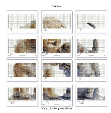 Watercolor Puppy and Kitten - Realistic Cross Stitch Pattern (Digital PDF)